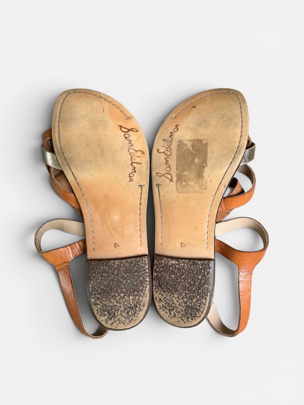 Sam Edelman Gladis Leather Sandal in Tan/Gold Size 8 1/2 - Picture 9 of 10